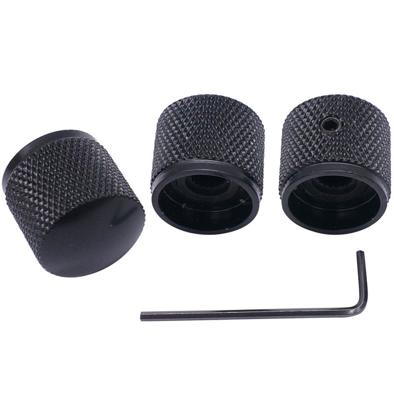 Taiss/3pcs Black Metal Dome Knobs Electric Guitar Volume Tone Control Knobs, Metal Volume Tone Knob,Suitable for 6mm Shaft ï¼Œwith Inner Hexagon Spanner Knob-10BK - Image 5